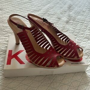 KORS by Michael Kors Senora Red Leather Sling Back